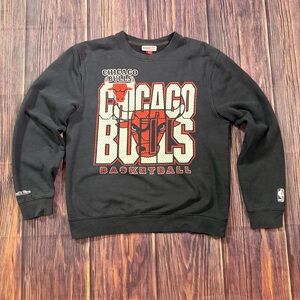 Mitchell Ness Chicago Bulls Basketball Crewneck Sweatshirt Black Vintage NBA M
